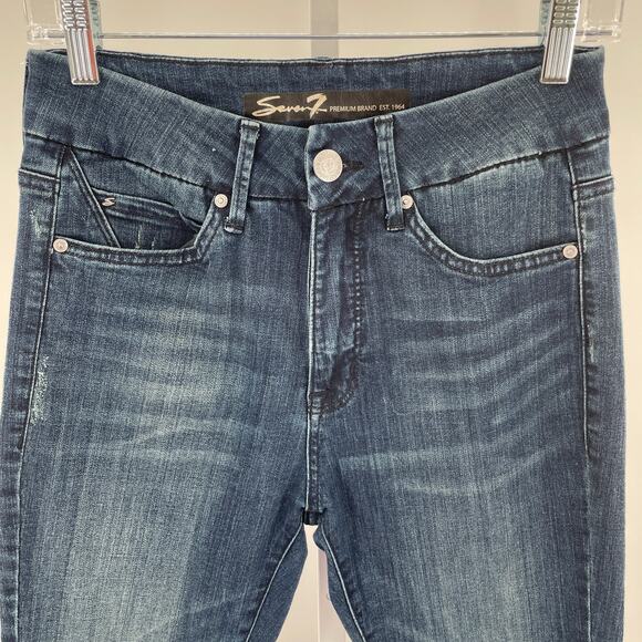 Seven7 Tummyless Blue Denim Ultra High Rise Skinny Stretch Y2K Classic Jeans 6 - Picture 4 of 13